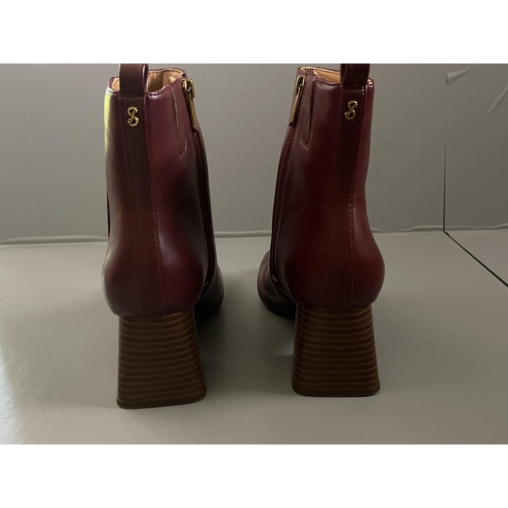 Sam & Libby Boots Womens Size 9.5 Red Yuliana Faux Leather Ankle Block Heel - Picture 4 of 8